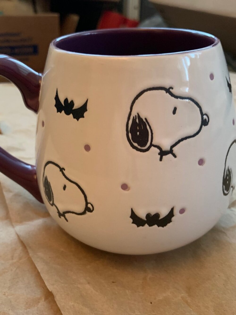 WHITE AND PURPLE SNOOPY HALLOWEEN MUG PRELOVED